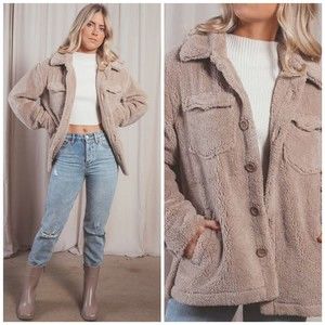 Revolve Show Me Your Mumu Whistler Shirt Jacket Size S Teddy Coat